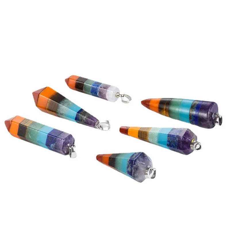 Orgonite Chakela Rainbow Seven Chakra Reiki Healing Energy Stone Meditation Chakra Pendulum Pendant