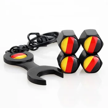 

Car Styling Wheel Tire Valve Stems Caps Mini Wrench Keychain Metal For German Italy, France Flag Logo For BMW Benz VW Honda Hyun