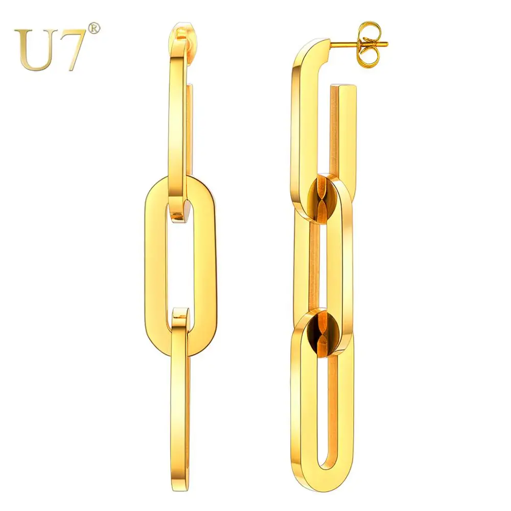 U7 Link Chain Earrings Women Girls 