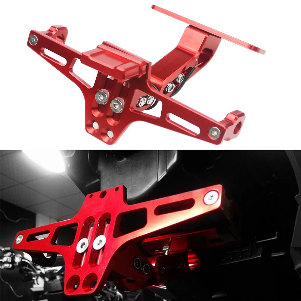 Универсальный CNC Мотоцикл Регулируемый угол заднего номерного знака держатель кронштейн с светодиодный светильник ДЛЯ BWS
