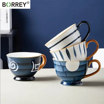 

BORREY Ceramic Cofee Mug Tea Cup Chinese Porcelain Water Cup 500Ml Large Capacity Household Breakfast Milk Mug Office Drink Cup