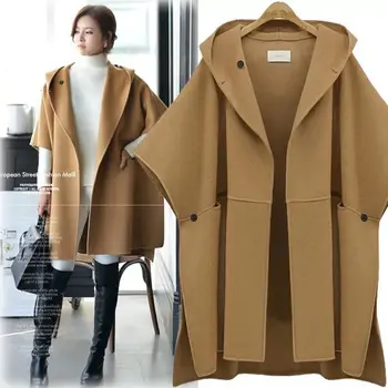 

Woman Coats 2020 Autumn and Winter Large Size Women's Cloak Woolen Coat Fashion Loose Woolen Coat