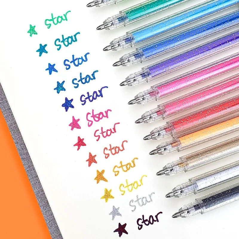 12 блестящих цветных маркеров для рисования, шариковая ручка 1,0 мм для рисования, подводка для рисования, буквенный альбом для школы, F894