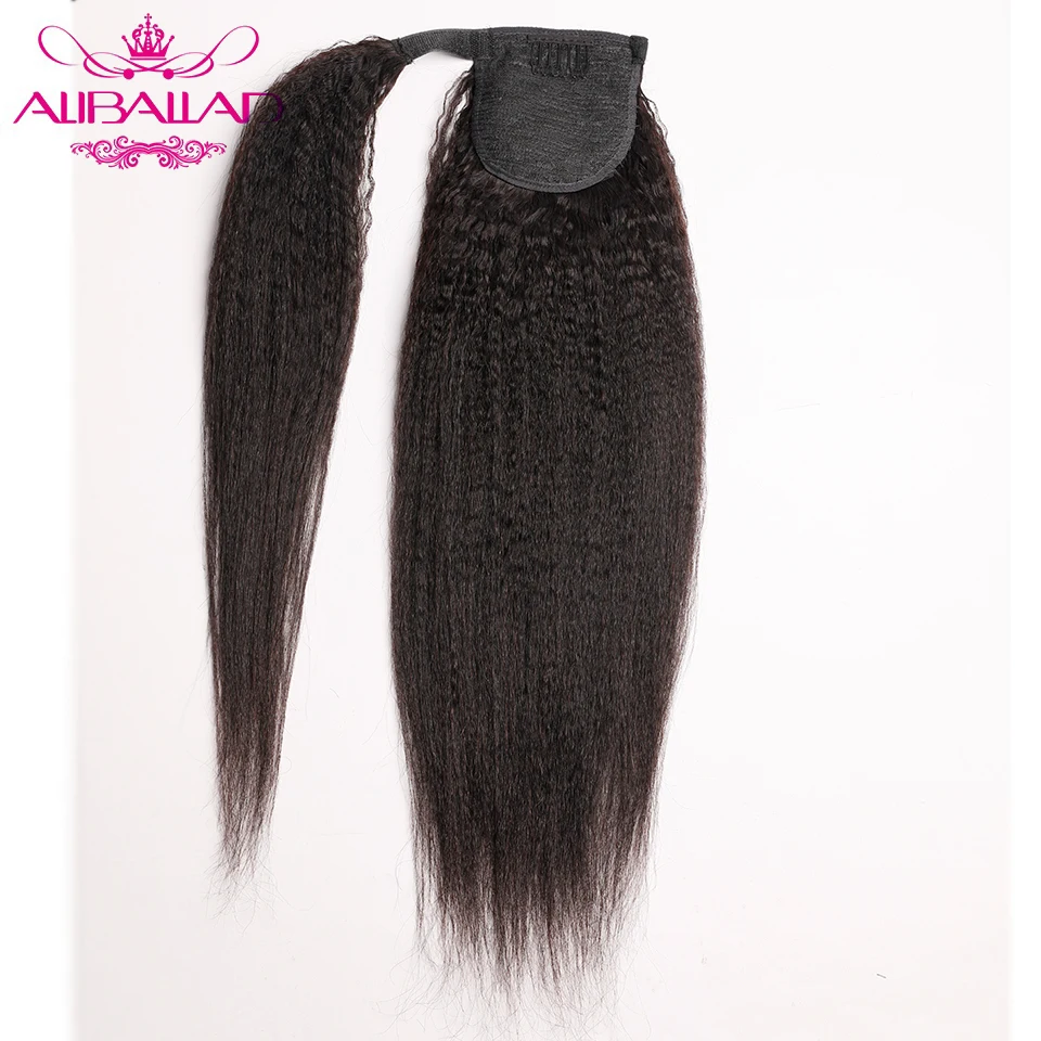 Human Hair Extensions Kinky Straight Wrap Around Ponytail Brazilian Pony Tail Remy Hair Clip In Ponytail 120g For Women