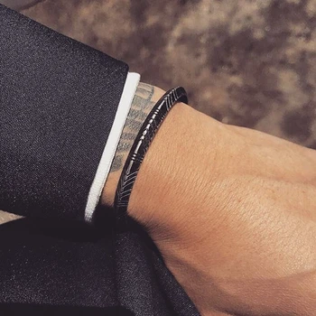 

VINTAGE C BANGLE FOR MEN STAINLESS STEEL CUFF BRACELET CLASSY AND ELEGANT STYLE MALE JEWELRY