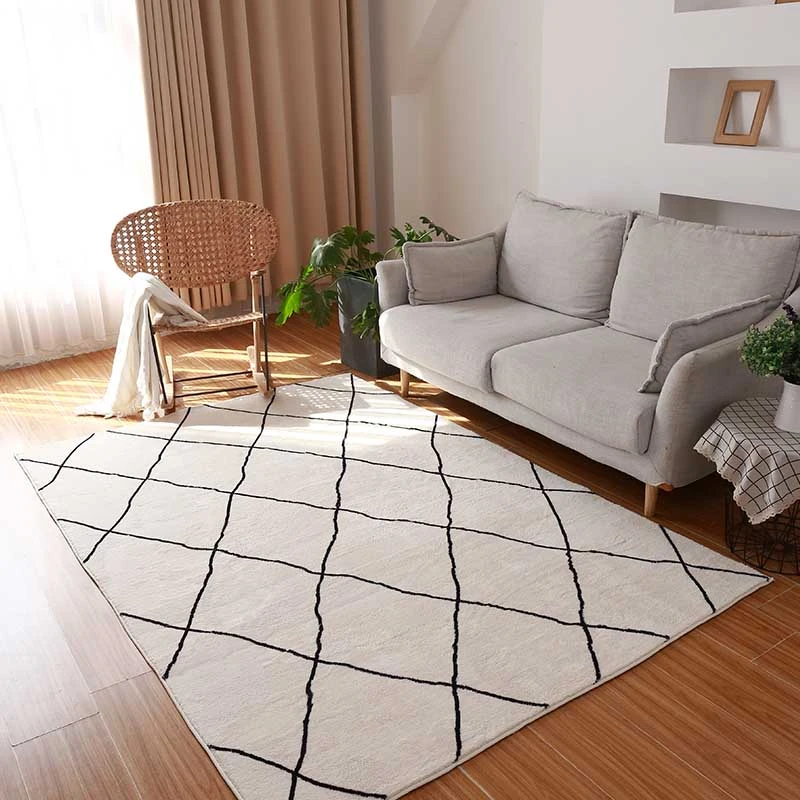Nordic Moroccan Carpet Living Room Sofa Coffee Table Rug Bedroom Carpet Bedside Fluffy Rug Tatami Mat Study Room Black White Carpet Aliexpress