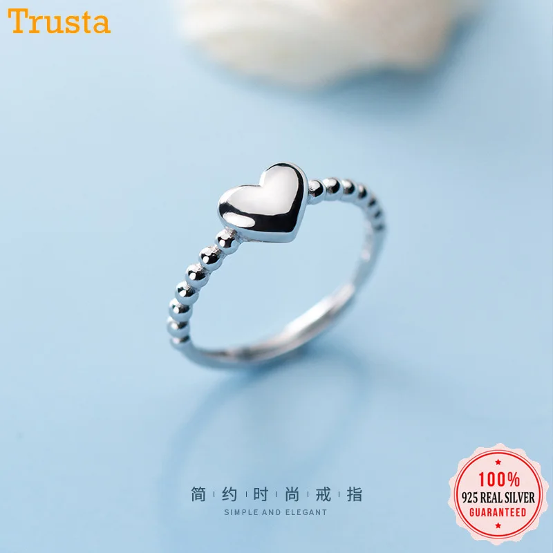 

Trustdavis Genuine 925 Sterling Silver Cute Sweet Beads Open Finger Ring for Women Girl Fine Fashion Silver 925 Jewelry DA200