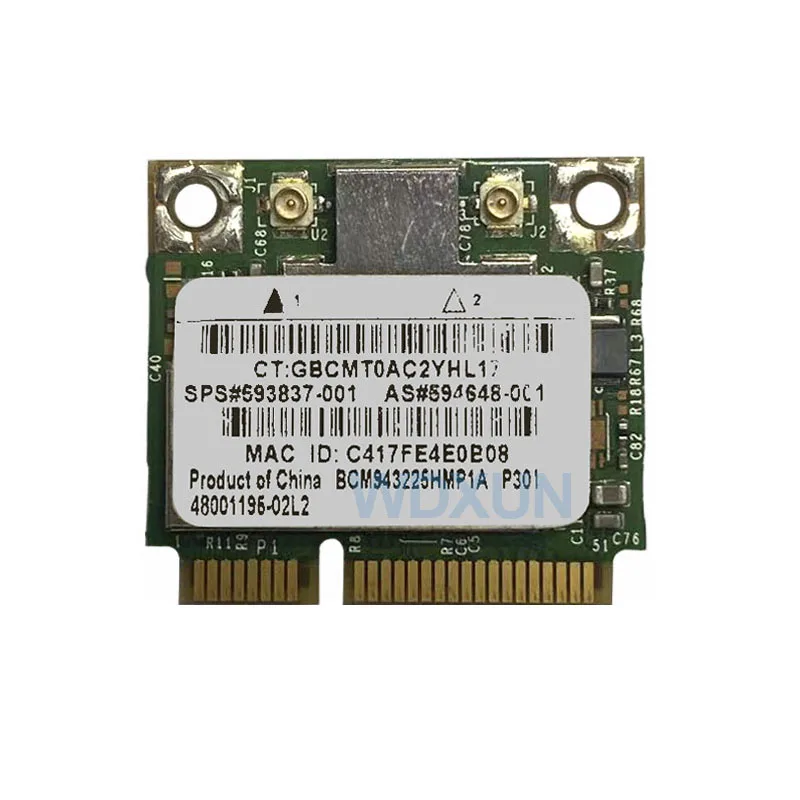 BCM943225 BCM943225HM 802.11 B/G/N Mini PCI-E Nửa Không Dây Thẻ HP 593837-001 BCM943225HMB QC41 DV4 DV6 DV7 wireless adapter card