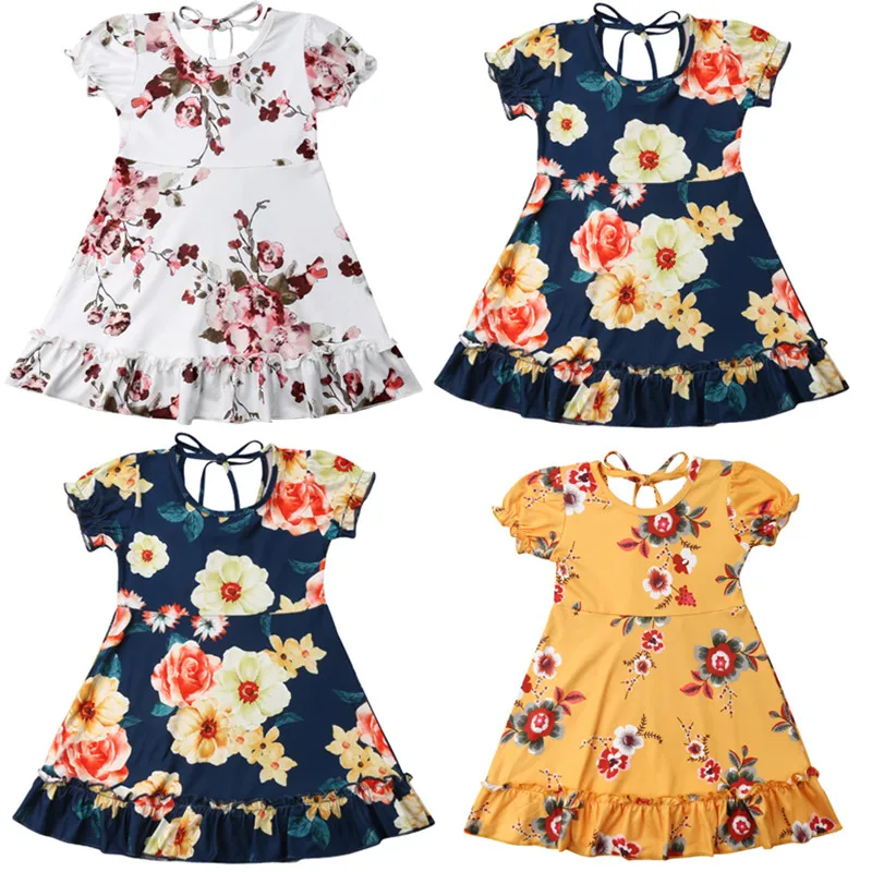 US STOCK Floral Toddler Kids Baby Girls Summer Short Sleeve Dress Casual Clothes Spring | Детская одежда и обувь