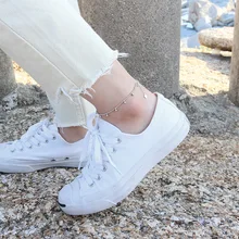 Yd1010 корейский стиль S925 тонкие серебряные Простые универсальные Геометрическая круглая бусины браслет из бисера ножной браслет украшения для ног для студентов женщин