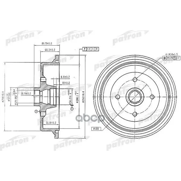 Барабан Тормозной Задн Audi 80 72-76, 80 86-91, 90 86-87, Coupe 80-87 Patron Pdr1198 PATRON арт. PDR1198