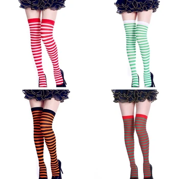

Women Girls Over Knee Long Stripe Printed Thigh High Striped Cotton Socks Sweet Cute Plus Size Party Halloween Cosplay Socks