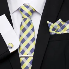 Классический 7,5 см шелковый галстук карманные Квадратные запонки набор зажимов для галстука мужские галстуки формальные Галстуки платок для свадьбы