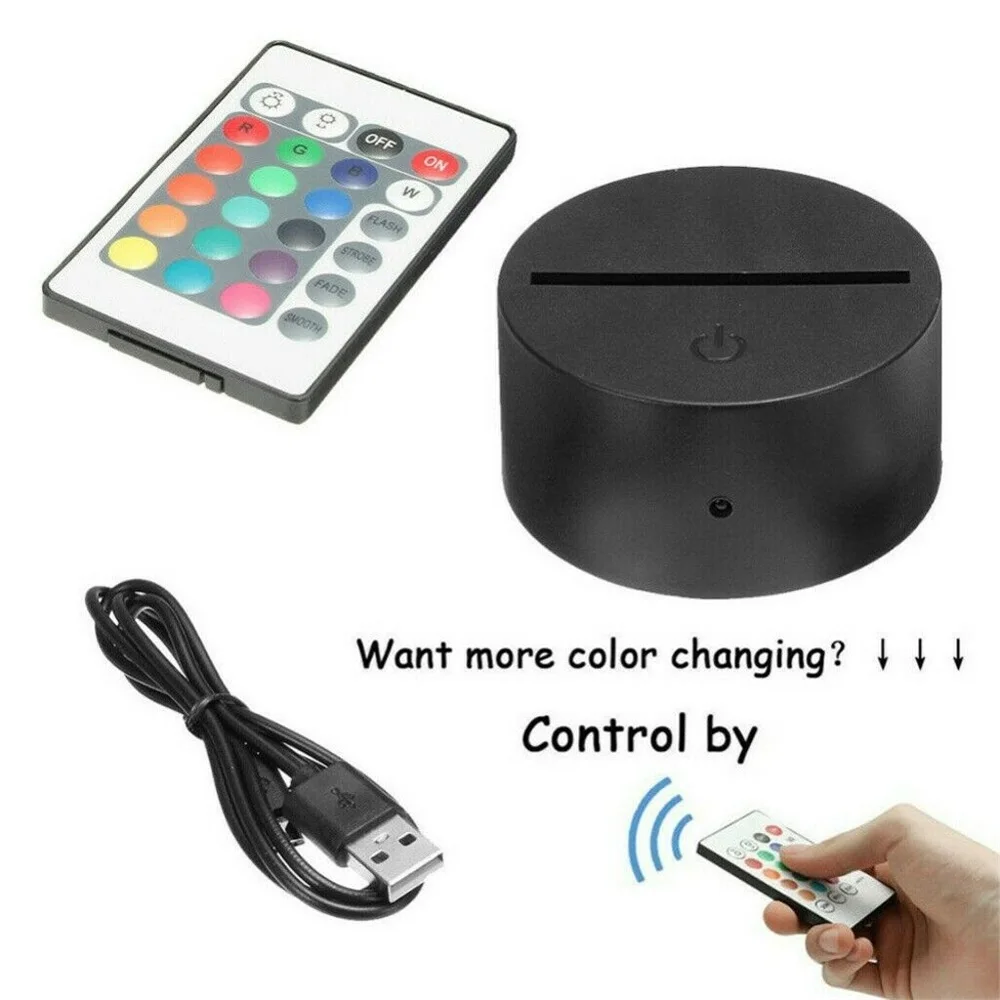 

1pcs 3D LED Light Holder Lamp Base USB Cable Touch Night Light Replacement 7 Color Colorful Light Bases Table Decor Holder