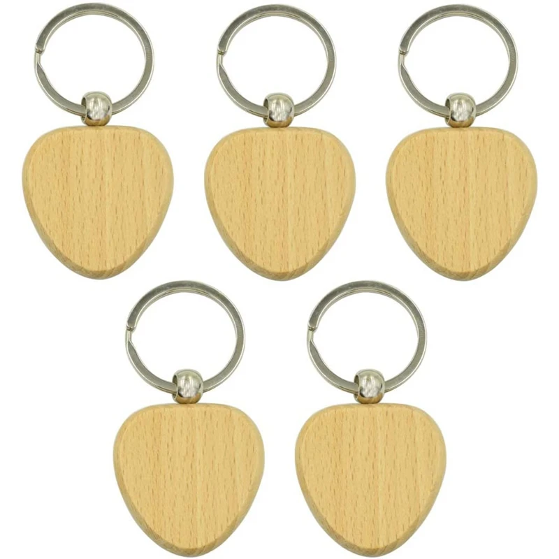 

60Pcs Blank Heart Wooden Key Chain DIY Promotion Keychain Keyring Pendant Tags Promotional Gifts