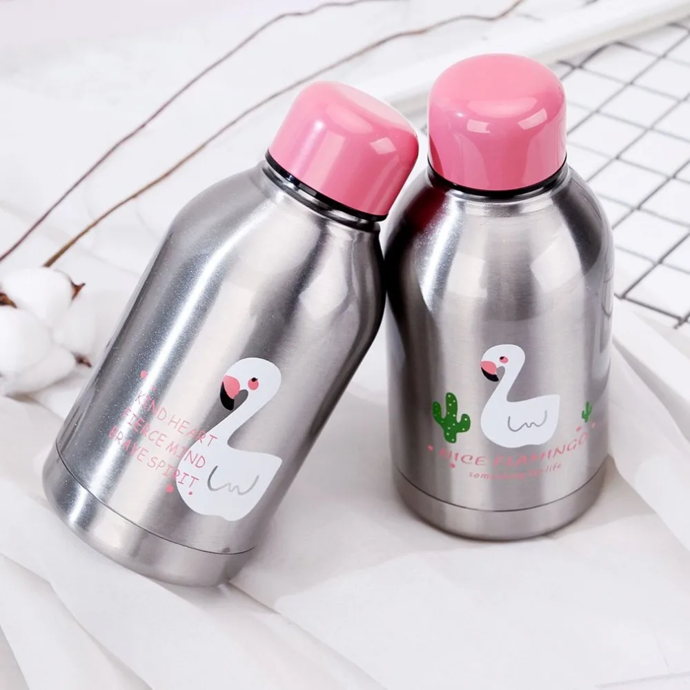 300ml Cute Vacuum Cup With Bird Pattern Mini Travel Cup Bottle Portable Stainless Steel Thermol Bottle For Kids & Adults