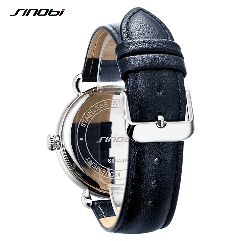 Sinobi Top Brand Luxury Men's Leather Watches Business Quartz Wristwatches Calender Male Sports Waterproof Clock montre homme