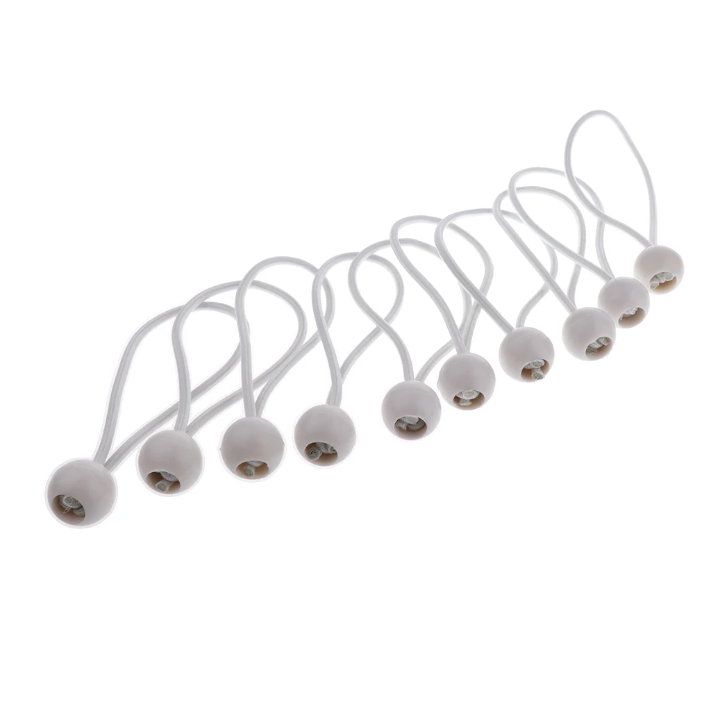 10pcs Ball Bungee Cords, Tarp, Banner & Canopy Fasteners, Heavy Duty Stretch Tie Loops for Outdoor Camping