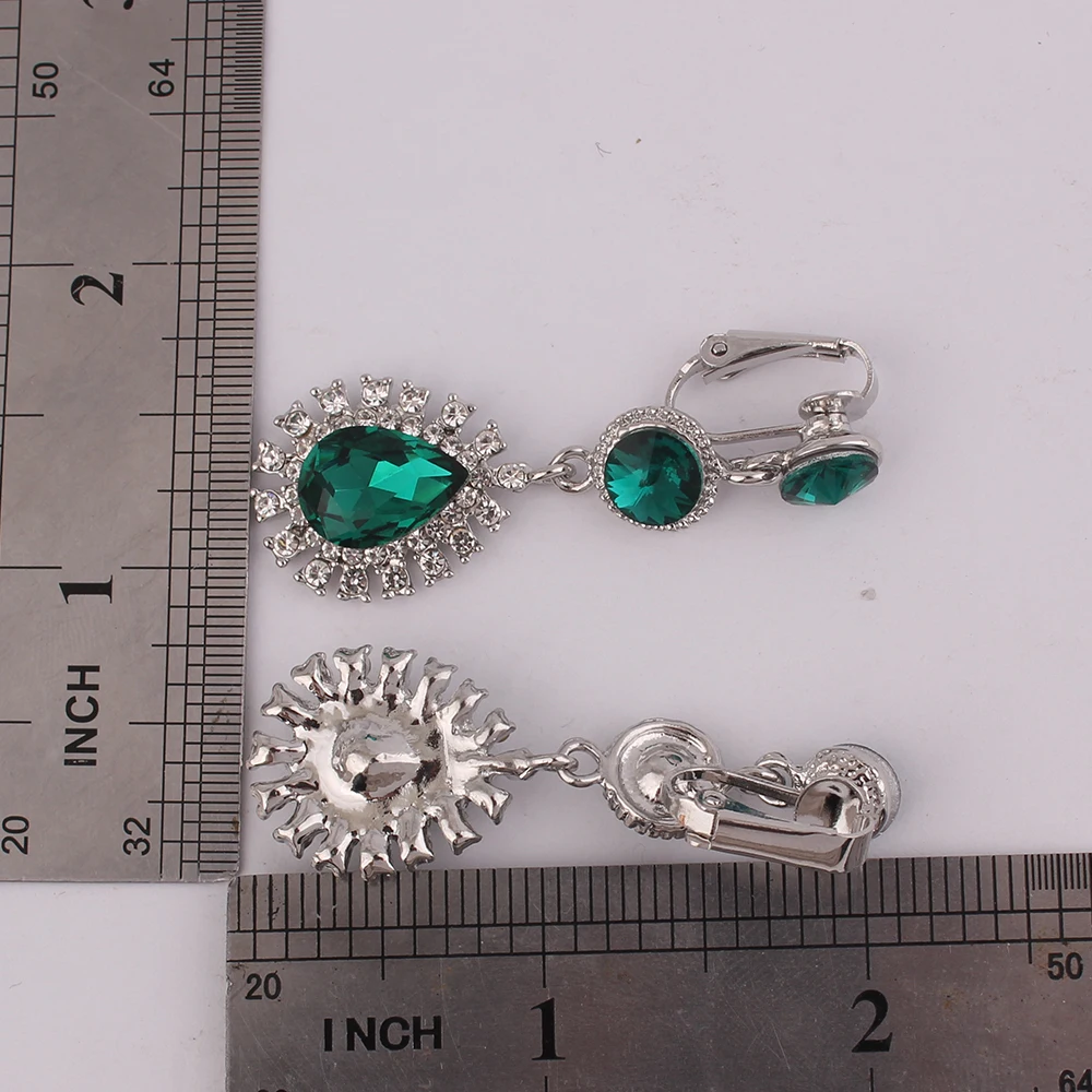 12 Colors High-grade Rhinestone Crystal Tear Drop Shape Clip on Earrings No Pierced for Women Wedding No Hole Ear Clip