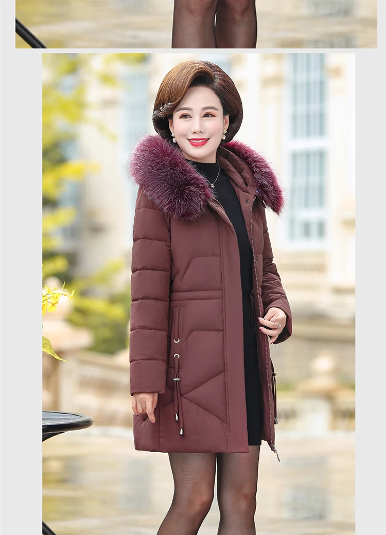 Ms. Зимняя куртка в середине длинного среднего возраста хлопковая куртка женская благородная хлопковая стеганая новая большого размера XL-5XLcotton пальто