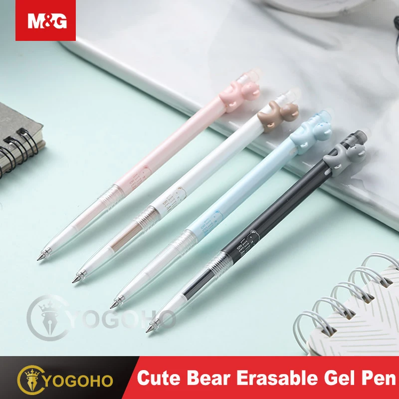 

M&G 6 pcs/lot Cute Cartoon bear Erasable crystal Blue Ink Gel Pen School Office Supply Gift Stationery korean school supplies