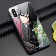 Demon Slayer Tomioka Giyuu чехол из закаленного стекла для телефона для iPhone Xs Max чехол X 6 6S XR 8 Plus 7 5S 5 SE чехол s