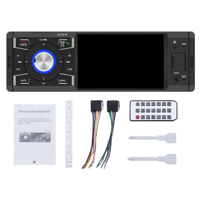 4 дюйма Пресс Экран автомобильный стерео Bluetooth 1 Din FM Радио Стерео MP5 плеер USB/SD Автомобильный плеер