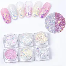 1 коробка, блестящий Хамелеон для ногтей, блестящий наконечник, УФ гель для ногтей, украшение, цветной порошок для ногтей, пыль, маникюрный пигмент, набор для ногтей