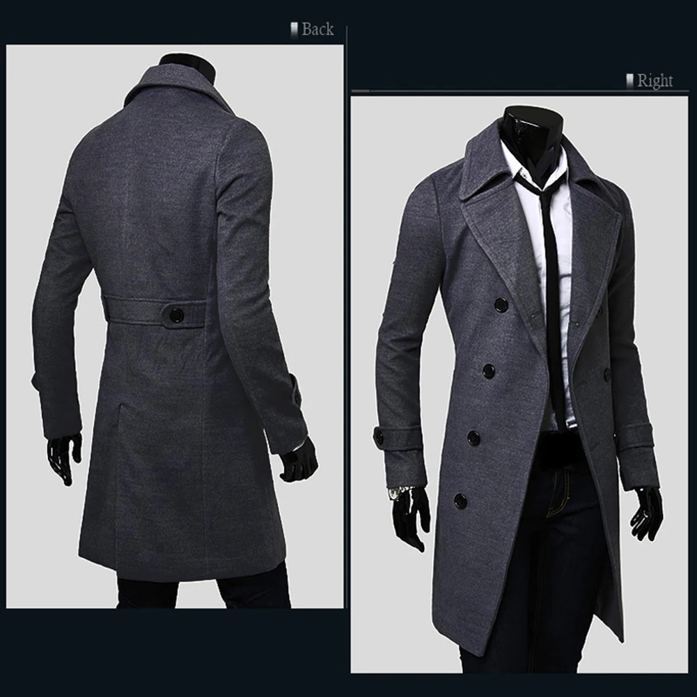 Ranberone, новинка, модное мужское пальто, шерстяное пальто, зимнее, теплое, одноцветное, длинный Тренч, пиджак, однобортное, Бизнес Стиль, повседневное пальто, мужское, шерстяное пальто