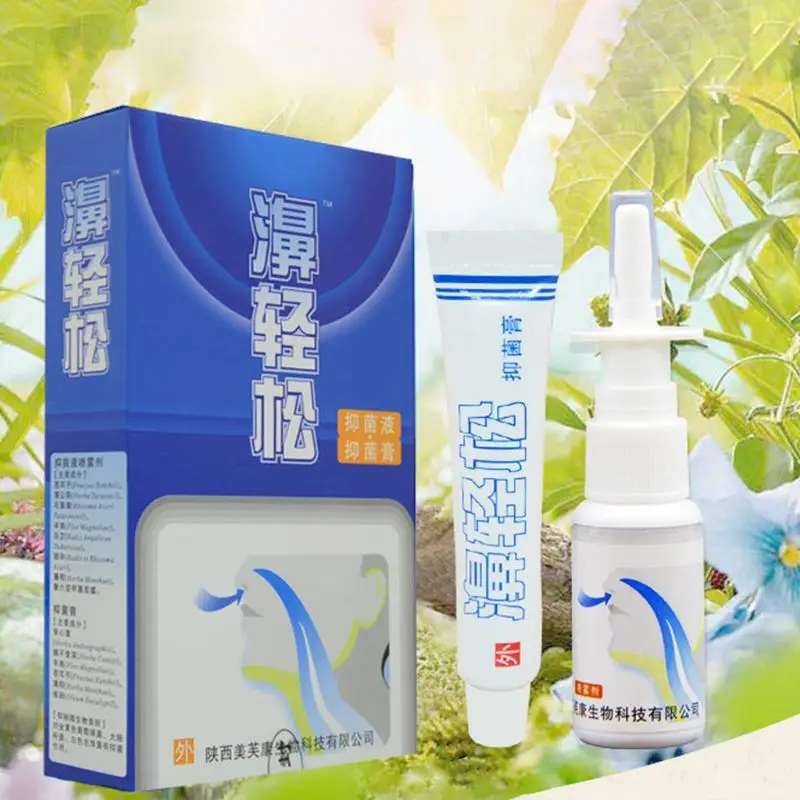 2Pcs/Set Rhinitis Spray Ointment Cream Health Care Chinese Traditional Natural Herbal Sinusitis Nasal Congestion Itchy Nose Trea | Красота и
