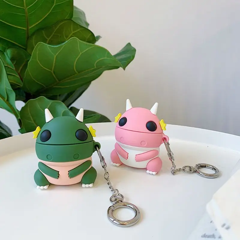 Dinosaur Style Protective Case Silicone Cover with Lanyard for Airpods 1/2 Kit for smart watch