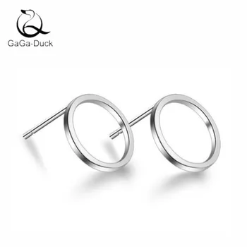 

New Circle Fashion Jewelry 925 Sterling Silver Exquisite Hollow Simple Design Smooth Geometric Round Stud Earrings E12