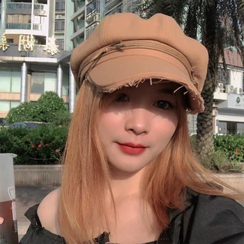 

Hat women autumn and winter new style octagonal hat Japanese navy hat literary beret women