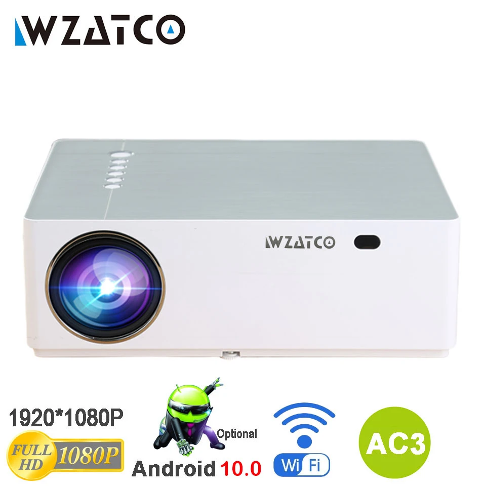 WZATCO M20 4D Keystone Correction LED Projector Android 10.0 WIFI 4K Full HD 1080P Video Proyector 200inch for Home Theater viewsonic projector