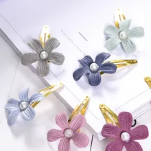 Заколка для волос в Корейском стиле с цветами; милый головной убор с жемчугом и пятью цветами; боковая заколка для маленьких девочек; заколка для волос; аксессуары для волос