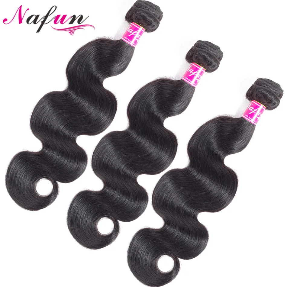 

NAFUN Body Wave Bundles Human Hair Bundles Malaysian 8-30 Inches Bundles Natural Color Non Remy Hair Extensions 3 Bundles