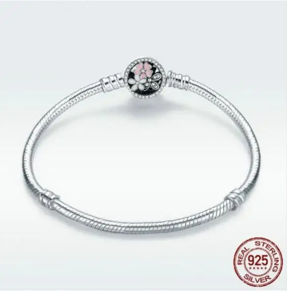 Поэтичные 925 пробы серебряные поэтические цветы застежка змея цепь ПАН браслет подходит для женщин бисера Шарм Diy Европа ювелирные изделия