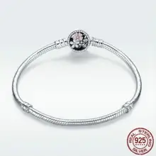 Поэтичные 925 пробы серебряные поэтические цветы застежка змея цепь ПАН браслет подходит для женщин бисера Шарм Diy Европа ювелирные изделия