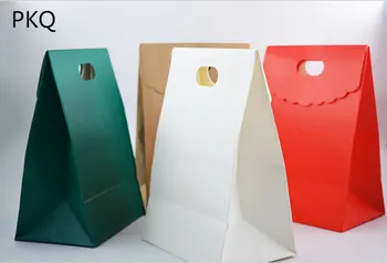 

10pcs Kraft Paper Stand Up Packing Bag For Cookie Party Favor Packaging Bag With Handle Envelope paper bag