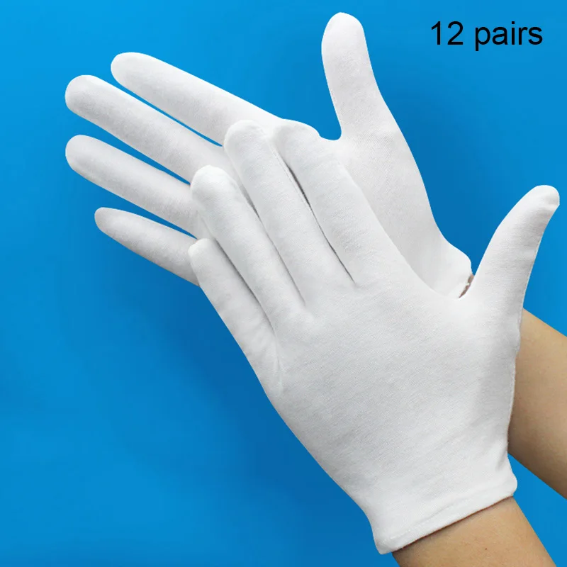 

New Style 12 Pairs Cotton White Soft Gloves Costume Jewellery Handling Work Hands Protector