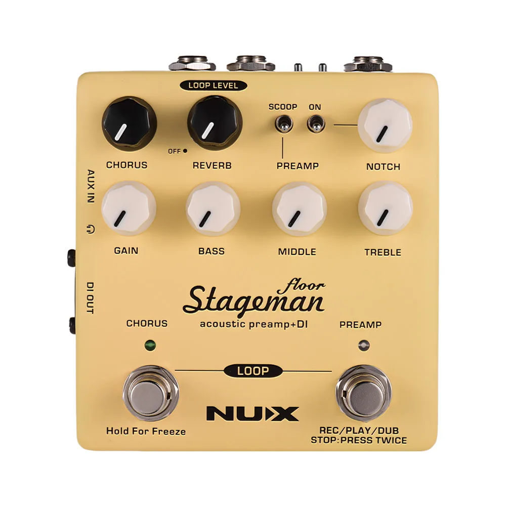 

Hot New Stageman Floor Acoustic Preamp + DI Effect Pedal with Chorus Reverb Freeze 60s Loop for Acoustic Guitar