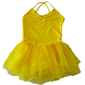 

Girl Ballet Dance Dress Gymnastic Leotard Straps Tutu 5-6 Yrs - Yellow