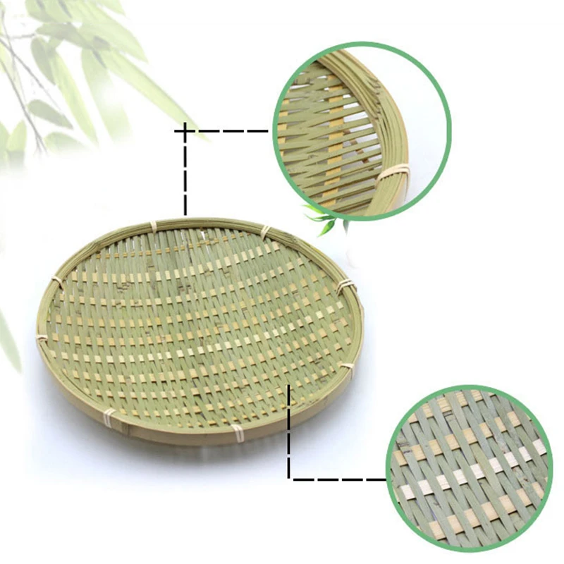 Bamboo Handmade Bamboo Storage Basket Round Storage Box Fruit Bowl Dry Cognac Storage Box 3 Pieces(S, M, L