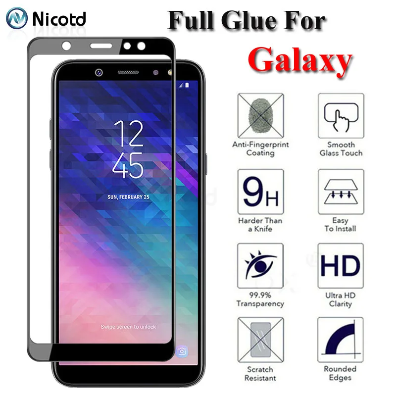 Защитное стекло закаленное с полной проклейкой для Samsung Galaxy