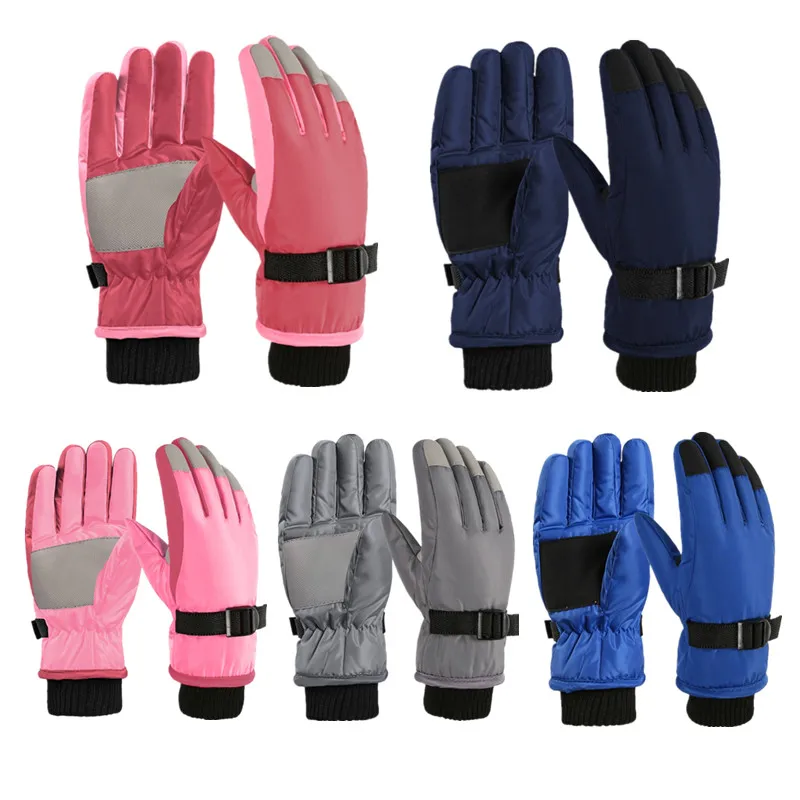 Toddler Winter Ski Gloves Waterproof Windproof Thicken Warm Adjustable Mittens 
