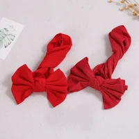 Red Headband for Newborn Baby Girls Hair Accessories Solid Bow Knot Turban Headbands for Children Headwrap Hairbow Bandeau Bebe 6