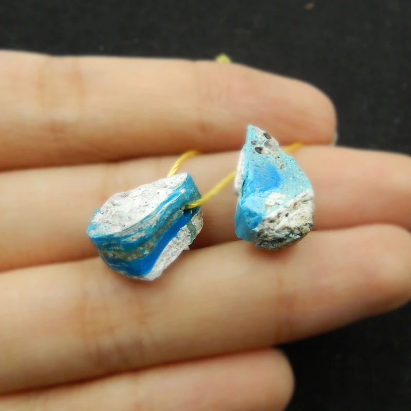 Hot Sale 1Pairs Natural Stone Nugget Blue Opal Side Drilled Earring Bead 14x10x7mm 2.4g Fashion Jewelry Women Earrings