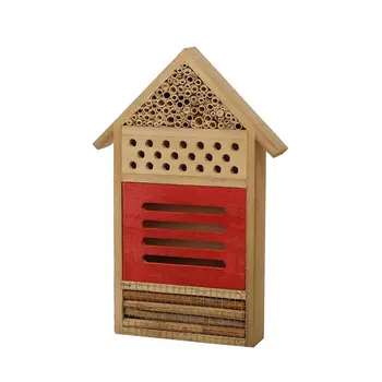 

Wooden Wall Mount Bee House Home Insect Box Tree Hanging Beekeeping Tools Feeding Outdoor Garden Habitat Hotel Shelter Practical