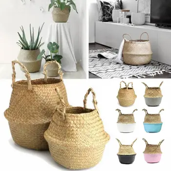 

6 Color Multifunctional Rural Style Hand-woven Wicker Storage Basket/Plant Flower Pot/Home Decoration/Clothing Storage Basket