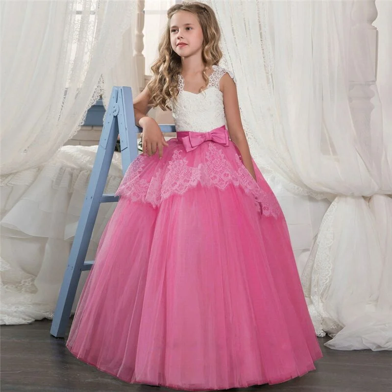 Детские платья для девочек, Элегантное свадебное платье принцессы, одежда для детей, длинное рождественское вечернее платье, одежда для детей 6, 12, 14 лет - Цвет: As Photo